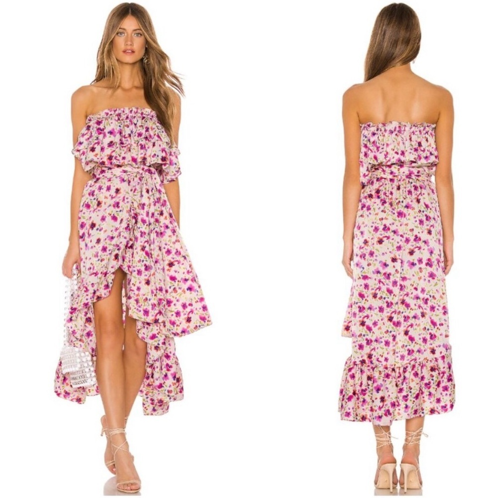 Misa Los Angeles NWT Strapless Sabella Dress Fuchsia Floral Small